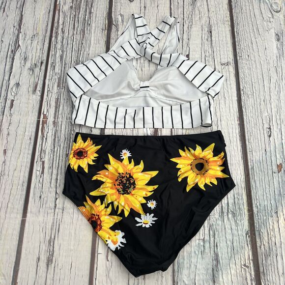 Women's Two Piece Bikini Swimsuit High Waisted Bottom Size 12(2XL) - Picture 3 of 12